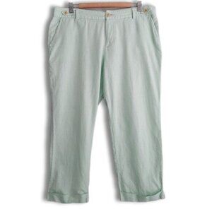 BANANA REPUBLIC Linen Cotton Blend Casual Crop Ankle Pants Pastel Green Sz 14